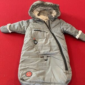 Blue Banana Baby Bunting Suit with Faux Fur Trim